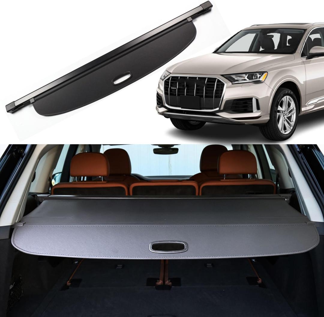 Cargo Cover for Audi Q7 2022 2023-2025 2021 Q7 Accessories 2020 2019 2018 2017 2016 Retractable Trunk Rear Security Cover Shielding Shade, Black