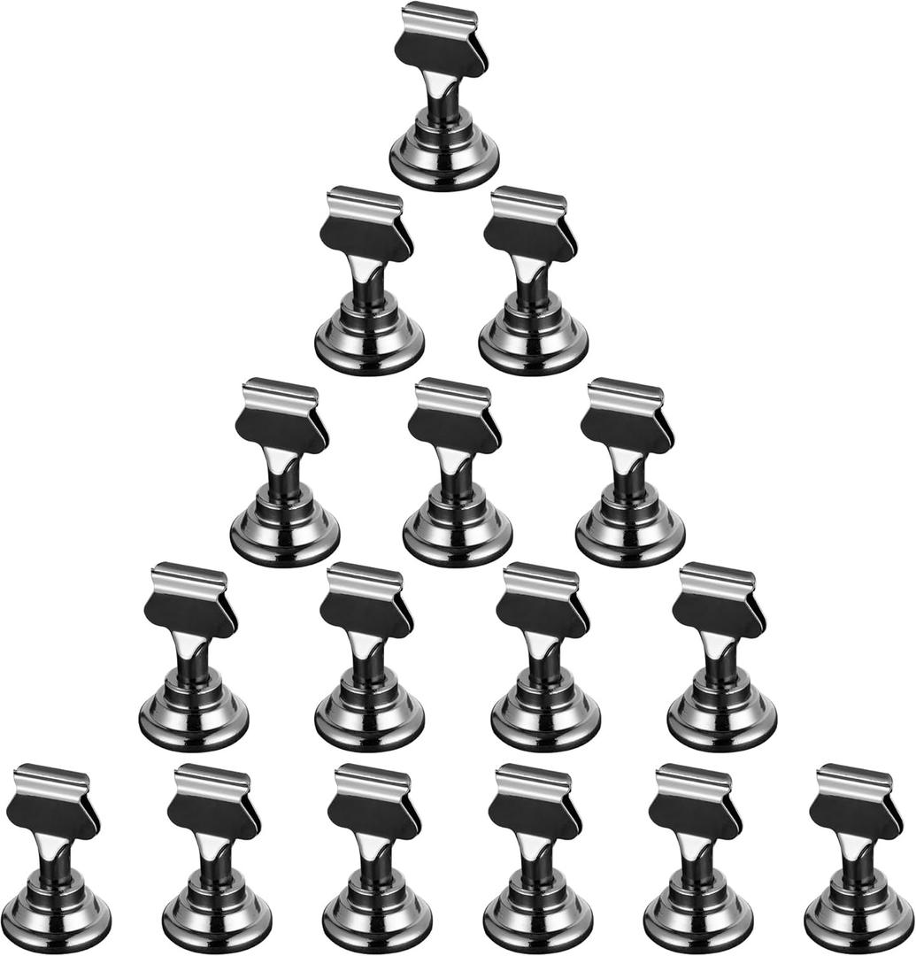 ERYTLLY 16 PK Place Card Holders 1.7 inches Table Card Holder Steel Card Holders for Weddings,Birthdays,Photos, Memo Notes, Restaurants (Black)