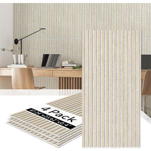 Olanglab Wood Slat Wall Panels 4 Pack, Acoustic Wall Panels, 47.24'' x 23.62" Each 3D Wall Panels for Interior Wall Decor (Light Oak-Grey Felt)