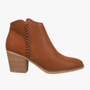 MIA Womens Lasso Round Toe Zippered Casual Boots Ankle Mid Heel 2-3" - Brown