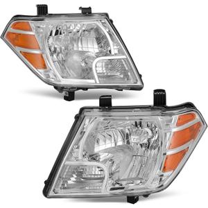 AUTOSAVER88 Headlight Assembly Compatible with 2009-2021 Frontier 09-21 Chrome Housing Amber Reflector Clear Lens