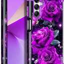 Miqala for Galaxy A16 5G Case,Glow in The Dark Three Layer Heavy Duty Shockproof Full Protection Hard Plastic Bumper+Soft Silicone Protective Case for Samsung Galaxy A16 5G 6.7 inch, Deep Purple Rose