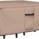 ULTCOVER Rectangular Patio Heavy Duty Table Cover - 600D Tough Canvas Waterproof Outdoor Dining Table and Chairs General Purpose Furniture Cover Size 111L x 74W x 28H inch