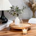 10 Inch Round Solid Wood Decorative Tray Wooden Riser for Bathroom Counter & Kitchen, Rustic Farmhouse Vanity Organizer for Soap, Candle, Perfume, Gift
