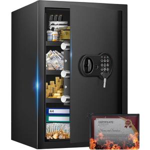 Mitlvge 23.62'' Tall Extra Large Home Safe Box, Safe with Fireproof Waterproof Document Bag, Digital Keypad and 3 Removable Steel Shelves, Security Box for Money Medicines Jewelry Valuables