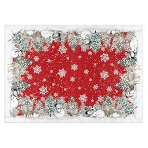 Artoid Mode Red Snowman Deer Tree Christmas Area Rug, Winter Home Decor Low-Profile Washable Rug for Entryway Bedroom Living Room Laundry Room Office Indoor 5x7 Feet