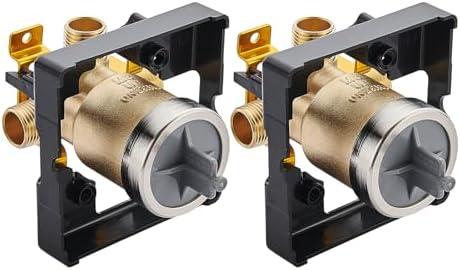 3Pcs R10000-UNBXHF Shower Valve Brass Body, Compatible with Delta 13/14/17 or 17T Series, Fits Faucet Most Single-Function, Dual-Function, or Dual-Function Thermostatic Trim Kits.