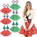 Mepase 6 Set Christmas Tutu Costume Tutu Tulle Skirts Sunglasses for Women Adults Christmas Winter Cosplay Party Favors
