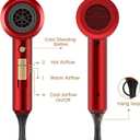 Slopehill Professional Ionic Hair Dryer, Powerful 1800W Fast Drying Low Noise Blow Dryer with 2 Concentrator Nozzle 1 Diffuser Attachments for Home Salon Travel (Agate Red)