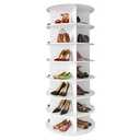 SpaceAid 7 Tier Rotating Shoe Rack Tower, Spinning Shoe Display Lazy Susan, Revolving 360 Shoe Rack Storage Round Carousel, Vertical Handbag Rotate Shoes Closet Organization (7-Tier White)