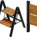 Taranta 2 Step Ladder,Aluminum Lightweight Folding 2 Step Stool with Anti-Slip Wide Pedal, 330lbs Capacity Step Ladder for Household,Kitchen,Office - BlackWoodgrain