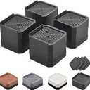 EclatBain Bed Risers Furniture Risers Heavy-Duty Rectangular Adjustable Block Lift to 3 inches and 4.3 inches Desk, Sofa, Chair Legs, Refrigerator, Washing Machine Support up to 4000 pounds (2 layer(3inches), Square-black-4 Pack)