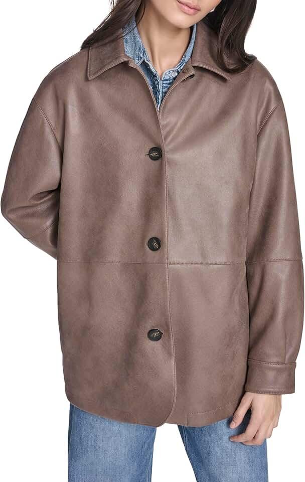 Levi's Women's Relaxed Fit Faux Leather Blazer (Medium)