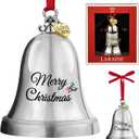 LARAINE Christmas Ornament Bell 2025 Silver Jingle Bell Hanging Ornament with Golden Metal Tag for Christmas Tree Decorations Engraved Metal Bell (Heart Tag (2025))