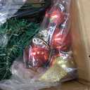 7ft Per-Lit Artificial Christmas Tree with 400 Warm White Lights, Premium Full Hinged Prelight Christmas Tree with 1072 Steel Branch Tips, Green Xmas Tree for Easy Holiday Setup,Foldable Base