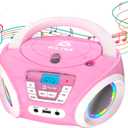 KLIM Candy Kids CD Player for Children - FM Radio - Includes Batteries - Pink - Boombox Portable - CD Player Children - with Speakers, Toddlers (Pink)