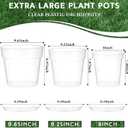 Baderke 3 Pack Clear Nursery Pot Plastic Nursery Pot Large Plant with Drainage Holes for Root Health Indoor Outdoor (8 Inches,9.25 Inches,9.6 Inch)