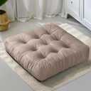 NEST & LOOM Floor Cushions - Floor Chair Pillow, Meditation Cushion, Square Large Floor Pillow, Solid Thick Tufted Floor Pillow - Beige - 21.65" x 21.65"