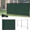 5'x12' Privacy Fence Kit Freestanding Mesh Screen with Iron Poles Temporary Fencing Outdoor Patio Backyard Divider Dog Air Conditioner Trash Fence Green Custom