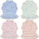 Yungyan 24 Pcs Ditsy Floral Paper Plates - 8.5" Dessert & 10.5" Dinner Floral Disposable Dinner Plates with Wavy Edges for Spring Summer Picnic Birthday Wedding Tea Party Supplies, Serves 12