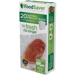 FoodSaver 1-Quart Precut Vacuum Seal Bags with BPA-Free Multilayer Construction for Food Preservation (20-Count Quart)