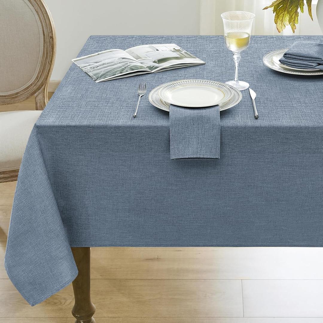 Softalker Blue Tablecloths Rectangular 84x60 inch Linen Textured Table Cloth Waterproof, Stain and Wrinkle Resistant, Outdoor Table Cloth for 6 Foot Rectangle Tables Decor for Party Holiday Birthday