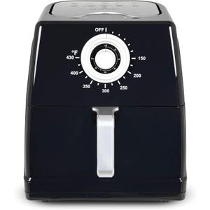 Paula Deen 8.5QT (1700 Watt) Large Air Fryer, Rapid Air Circulation System, Square Single Basket System, Ceramic Non-Stick Coating, Easy-to-Use Dial, 50 Recipes (Black)