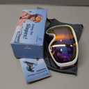 Kids Ski Goggles for Boys Girls Aged 3-14, 100% UV Protection OTG Ski Goggles (A06-white/Revo pink(vlt 46%))