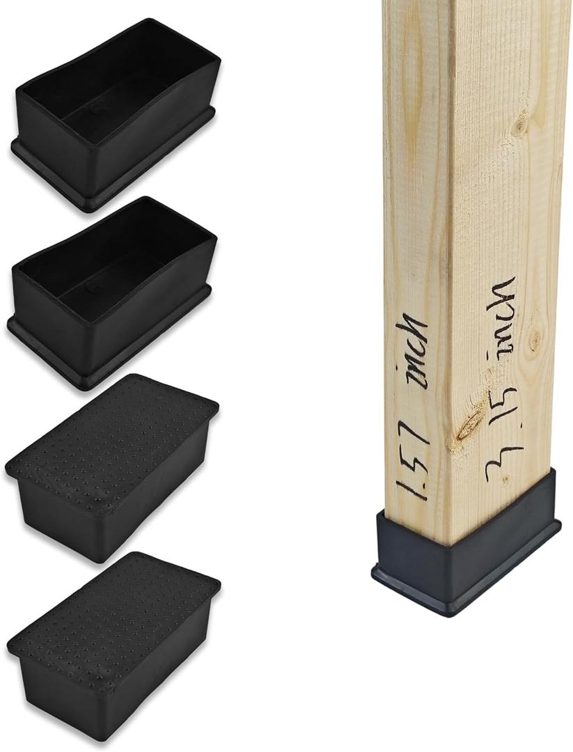 2x4 Wood Post End Cap - 4Pcs Fit 1.57x 3.15Post caps (1-1/2" x 3-1/7") PVC Floor Protector,Waterproof and Anti-Friction,Suitable for Table Legs, Chair Legs, armrests and Other Wood