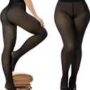 Buauty Fleece Lined Tights Sheer for Women-Fake Translucent Thermal Leggings High Waist Thick Warm Pantyhose for Winter (Medium, 220g Black)
