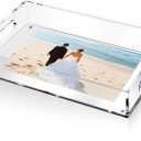 1 Pcs Acrylic Serving Tray with Magnetic Mat customizable for Photos Artworks Clear Tray for Gifting and Serving Spill Proof Countertop Organizer for Bathroom Home Office (11" X 16.5")