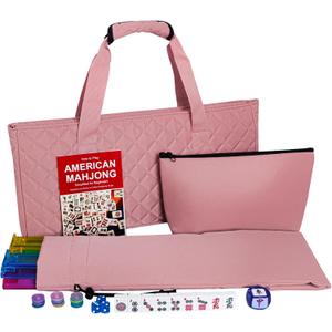 American Mahjong Set with Storage Bag, 166 White Tiles, 4 All-in-One Rack/Pushers, Mahjong Tiles Set (Ma Jong, Mah-Jongg, Majiang), 1.2 X 0.9 X 0.5 Inches