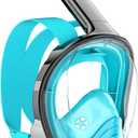 QingSong Full Face Snorkel Mask for Adults, Snorkeling Gear with Camera Mount, 180 Degree Panoramic View Snorkel Set Anti-Fog Anti-Leak, Green, Large-X-Large