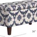 HomePop 36" Decorative Storage Bench - Blue Medallion Print, 16"D x 36"W x 18"H