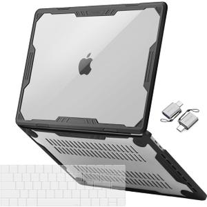 MOSISO Compatible with MacBook Pro 13 inch Case M2 2025-2016 A2338 M1 A2251 A2289 A2159 A1989 A1708 A1706, Symmetric Geometric Heavy Duty Hard Case with TPU Bumper&Keyboard Cover&Type C, Transparent