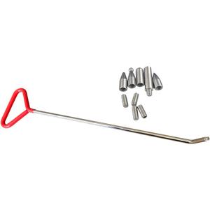 Dent Removal Rod Kit(6 Pieces), Single Bend Interchangeable Tip Rod-3/8'' Diameter(10mm),Paintless Dent Repair Hand Tool for Car Auto Body Dents Hail Damage Removal