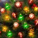 15FT 40 LED Christmas Lights Battery Operated Christmas Tree Candy Cane Gingerbread Man Candy String Lights, Xmas Christmas Lights Indoor for Christmas Tree Decorations Home Table Holiday Decor Gifts