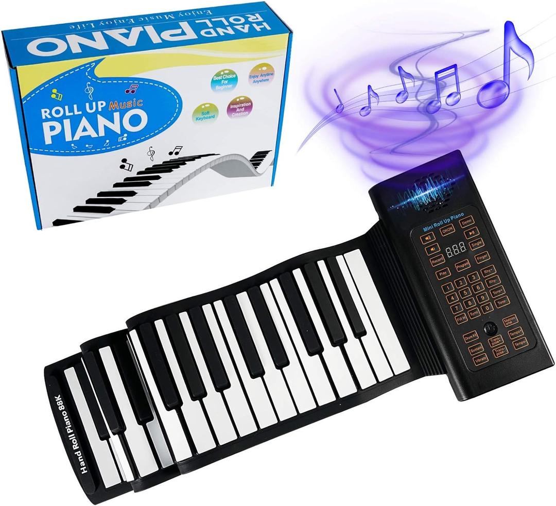 88 Keys Roll Up Piano Keyboard, Portable Piano With Storage Bag, Foldable Keyboard Travel Piano for Kids and Adult
