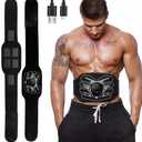 Abs Stimulator, Portable EMS Abdominal Muscle Toner for Home and Office Fitness, Strength Training - Black