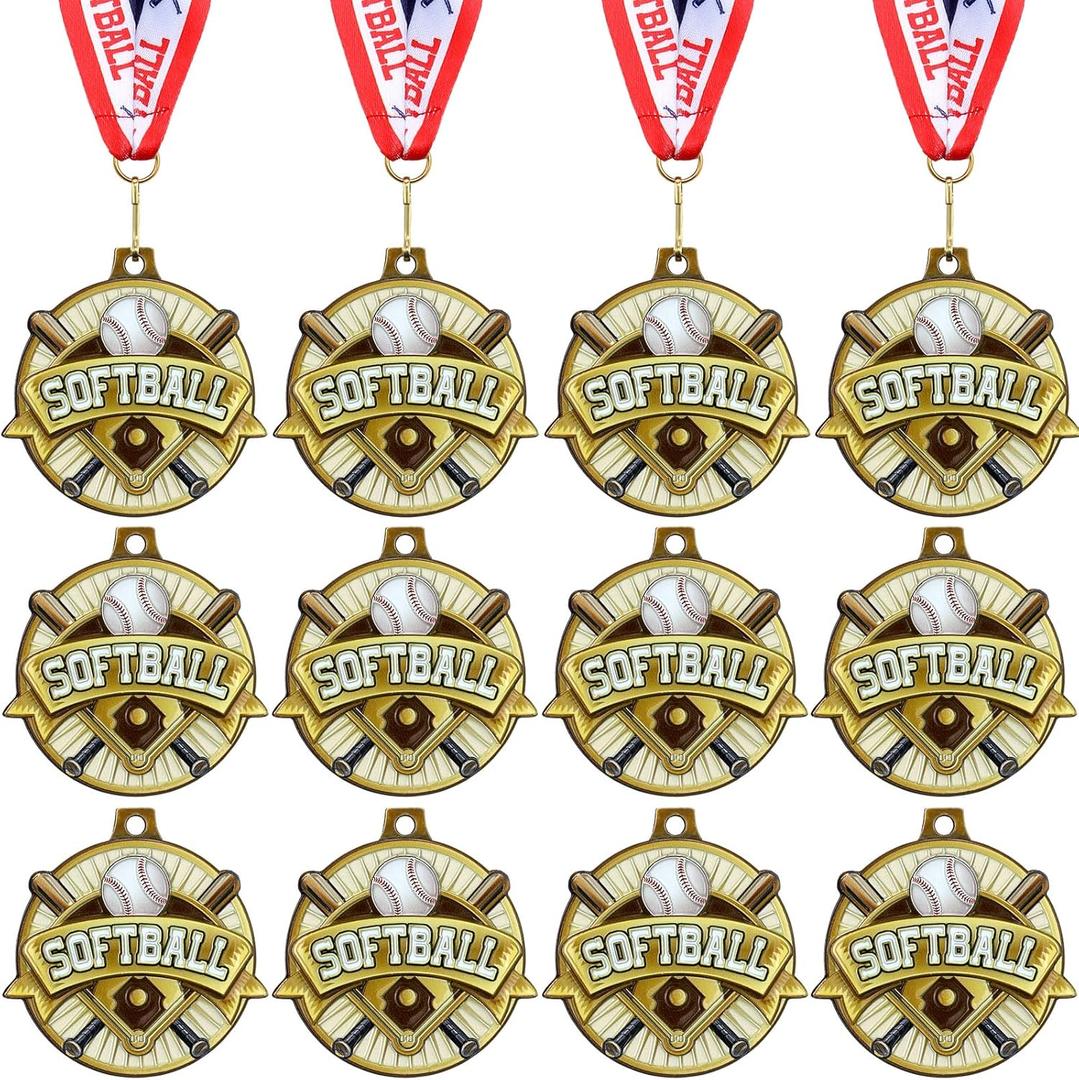 Ecation Medals with Neck Ribbons Sports Awards Medals Soccer Baseball Team Awards Softball T-Ball Flag Football Trophy Cheer up Favors for Sports Competitions Celebration Gift
