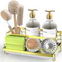 Cisily Kitchen Sink Caddy, Gold, Unisex, 5.3 in Wide, 9.49 in Long, 4 Storage Spaces, Stain-Resistant Tray, Anti-Rust, Easy to Clean