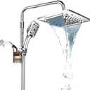 JINGZE Filtered Rainfall Shower Head with Handheld Spray Combo – Dual Showerhead Set with Replaceable Filter, 5 Spray Modes, 59″ Hose Adjustable Extension Arm, Chrome