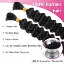 Lashey Human Braiding Hair Deep Wave Bulk Human Hair for Braiding 100% Virgin Hair Bulk 100g 2 Bundles/Pack No Weft Human Hair Extensions For Boho Braids Knotless Braid Box Braid Natural Black 18 Inch
