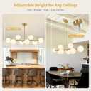 Linear Globe Chandelier, 8-Light Sputnik Chandeliers Gold Chandeliers for Dining Room Light Fixture 37" Electroplated Brass Chandelier Mid Century Linear Chandelier Milk White Glass Island Lights