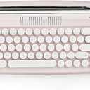 YUNZII Upgraded Wireless Typewriter Keyboard, Retro Aesthetic with Integrated Stand, Cute Round Keycaps, USB-C/Bluetooth Connection for Table, Phone, PC and Win/Mac/Android (B307, Baby Pink)