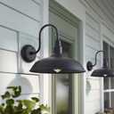 16 Inch Dome Barn Light for Porch, Large Gooseneck Outdoor Light Fixture for Farmhouse, Barn Style Exterior Patio Wall Lights for Garage, Black Outside Wall Sconce for Front Door, House