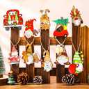 Leinuosen 50 Pcs Vintage Christmas Wood Ornaments Christmas Santa Gnome Red Truck Wooden Hanging Ornaments Victorian Rustic Farmhouse Tree Decorations for Xmas Tree Decoration Party Supplies