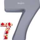 Meajore 3D Large Number Cake Mould,Silicone Baking Letter Ectangle Novel Cake Tins for Birthday Festival and Relationship Marry Anniversary Wedding Party,10 inch Number of 7