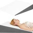 Wedge Pillow, Bed Wedge Pillows for Sleeping, Snoring, Back Support, After Surgery, Foam Triangle Pillow, Removable Washable Cover (Whtie Grey 7.5, 24x24x7.5in)