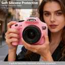Case for Canon EOS Rebel T7 Rebel T6 Camera, Soft Silicone Rubber Protective Camera Case Cover Accessories, Lightweight, Anti-Scratch with Button Marking for EOS Rebel T7 T6 (Pink)